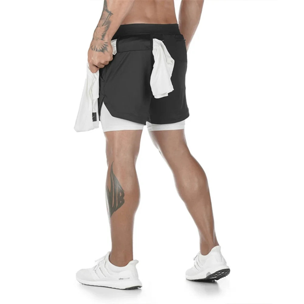Camo Running Shorts Men Gym Sports Shorts 2 In 1 Quick Dry Workout Training Gym Fitness Jogging Short Pants Summer Men Shorts