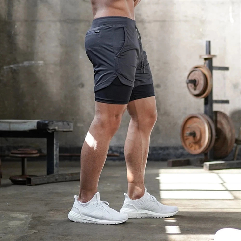Camo Running Shorts Men Gym Sports Shorts 2 In 1 Quick Dry Workout Training Gym Fitness Jogging Short Pants Summer Men Shorts