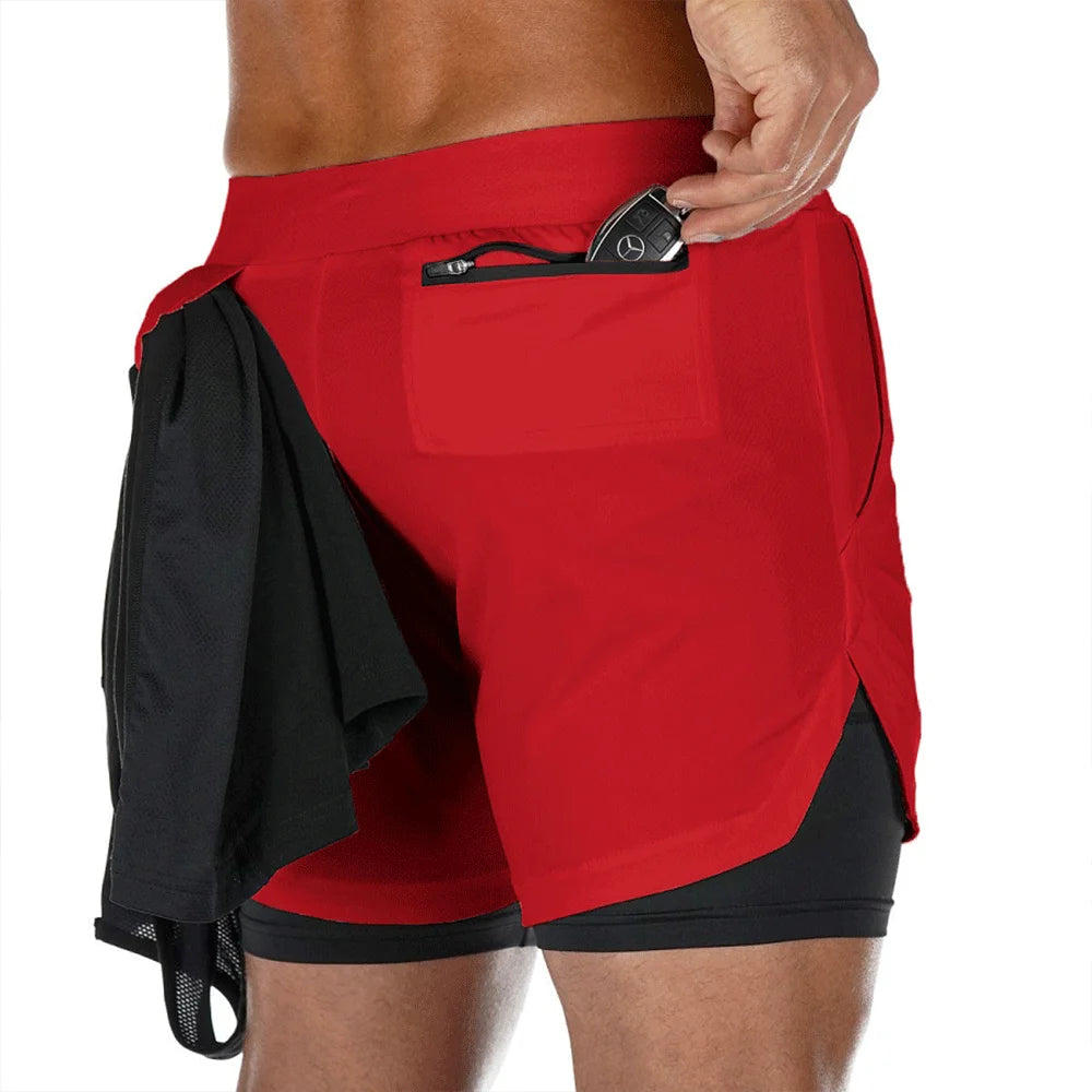 Camo Running Shorts Men Gym Sports Shorts 2 In 1 Quick Dry Workout Training Gym Fitness Jogging Short Pants Summer Men Shorts
