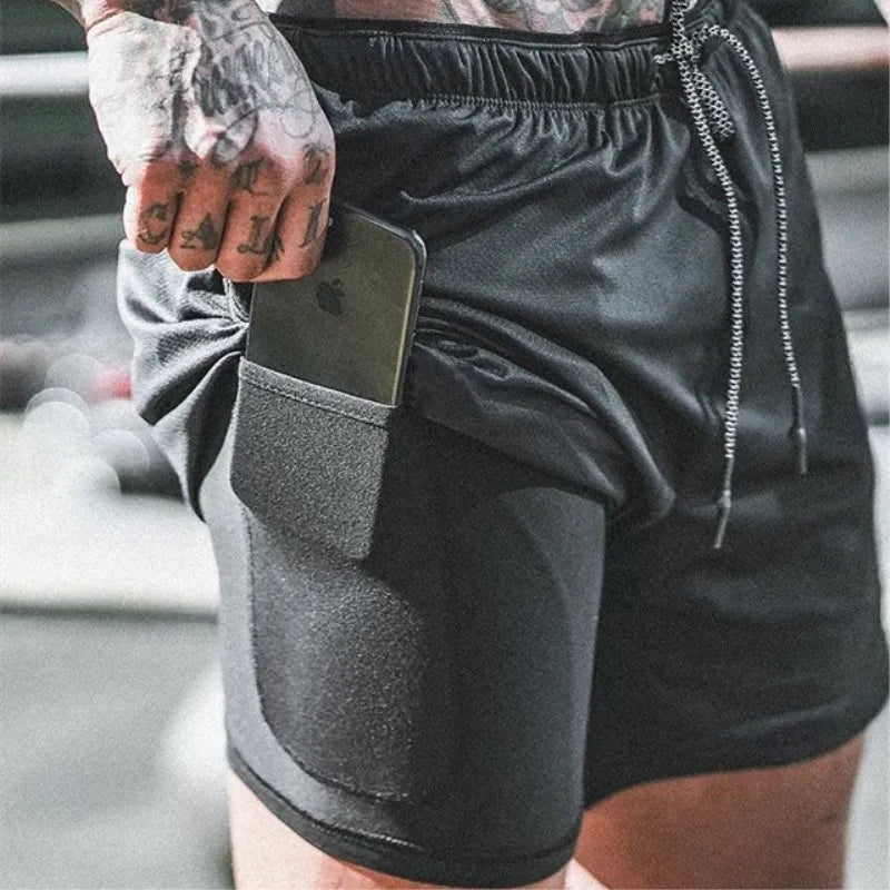 Camo Running Shorts Men Gym Sports Shorts 2 In 1 Quick Dry Workout Training Gym Fitness Jogging Short Pants Summer Men Shorts