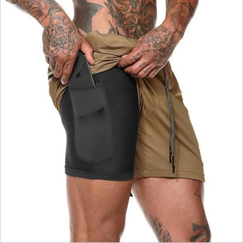 Camo Running Shorts Men Gym Sports Shorts 2 In 1 Quick Dry Workout Training Gym Fitness Jogging Short Pants Summer Men Shorts